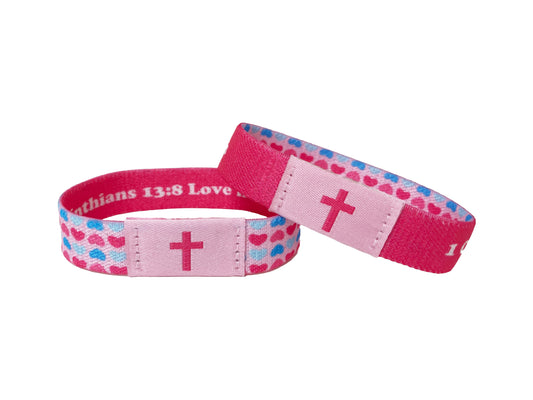 Love Never Fails. 1 Corinthians 13:8 - Christian NFC Bracelet